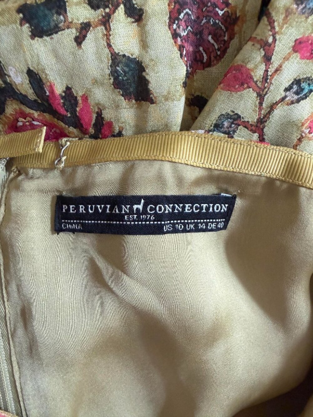 Peruvian Connection Jaipur Floral Maxi-Skirt Boho Chic Cottagecore Green - 10 - Picture 6 of 9